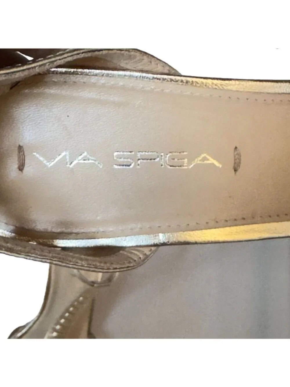 VIA SPIGA Women's Shoes Gold Leather Heels Stilettos Size 9.5M Eu 41